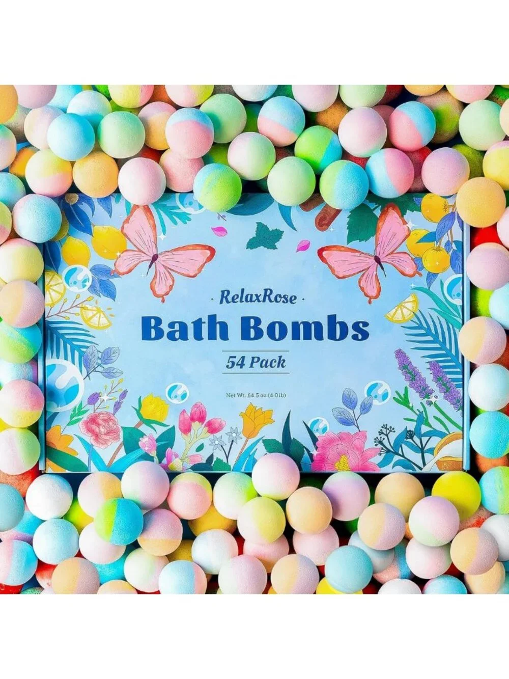 54 Bath Bombs Bulk Pack | Fizzy Relaxation Gift Set for Mother's Day, Spa